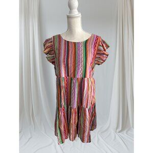 STACCATO Multicolor Striped Tiered Swing Dress Size Medium